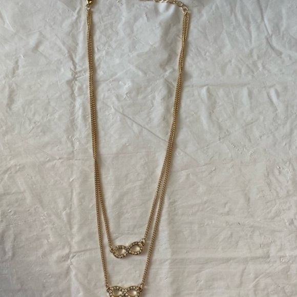 To Infinity Two Layer Necklace Gold Tone - Picture 5 of 10